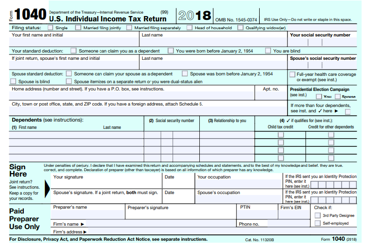 Filing The New 2018 Form 1040